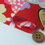 Elegant Ume and Cherry Blossoms on Red (Length) 1=0.25yard