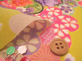 Elegant Ume and Cherry Blossoms on Yellow (Length) 1=0.25yard