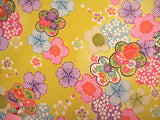 Elegant Ume and Cherry Blossoms on Yellow (Length) 1=0.25yard