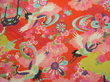 Japanese Shell Boxes with Cranes - Orange (Length) 1=0.25yard