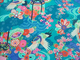Japanese Shell Boxes with Cranes - Blue (Length) 1=0.25yard