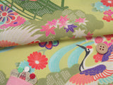 Japanese Shell Boxes with Cranes - Yellow-Green (Length) 1=0.25yard