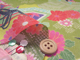 Japanese Shell Boxes with Cranes - Yellow-Green (Length) 1=0.25yard