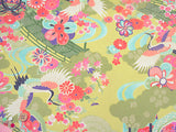 Japanese Shell Boxes with Cranes - Yellow-Green (Length) 1=0.25yard