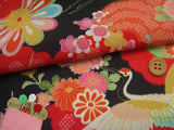 Japanese Shell Boxes with Cranes - Black (Length) 1=0.25yard