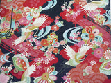 Japanese Shell Boxes with Cranes - Black (Length) 1=0.25yard