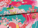 Peacocks and Flowers on Blue (Length) 1=0.25yard