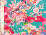 Peacocks and Flowers on Blue (Length) 1=0.25yard