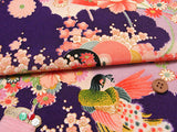 Peacocks and Flowers on Purple (Length) 1=0.25yard
