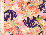 Peacocks and Flowers on Purple (Length) 1=0.25yard