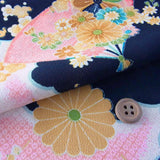 Fans and Flowers on Black (Length) 1=0.25yard
