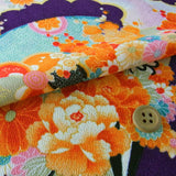 Fans and Flowers on Purple (Length) 1=0.25yard
