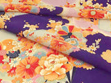 Fans and Flowers on Purple (Length) 1=0.25yard