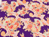 Fans and Flowers on Purple (Length) 1=0.25yard