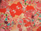 Traditional Crane Pattern on Orange (Length) 1=0.25yard
