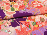 Traditional Crane Pattern on Purple (Length) 1=0.25yard
