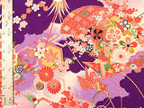 Traditional Crane Pattern on Purple (Length) 1=0.25yard