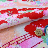 Flowers on Wave Pattern - Red (Length) 1=0.25yard