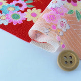 Flowers on Wave Pattern - Red (Length) 1=0.25yard