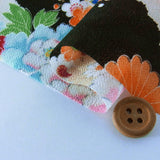Flowers on Wave Pattern - Black (Length) 1=0.25yard