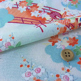 Flowers on Wave Pattern - Light Blue (Length) 1=0.25yard