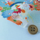 Flowers on Wave Pattern - Light Blue (Length) 1=0.25yard