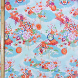 Flowers on Wave Pattern - Light Blue (Length) 1=0.25yard