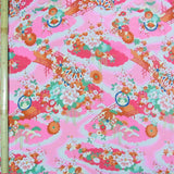 Flowers on Wave Pattern - Pink (Length) 1=0.25yard