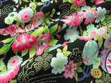 Japanese Flowers with Paper Cranes - Black (Length) 1=0.25yard