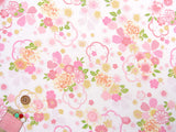 Dancing Japanese Flowers - White/Pink (Length) 1=0.25yard
