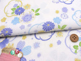 Dancing Japanese Flowers - White/Blue (Length) 1=0.25yard