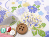 Dancing Japanese Flowers - White/Blue (Length) 1=0.25yard
