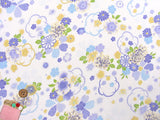 Dancing Japanese Flowers - White/Blue (Length) 1=0.25yard