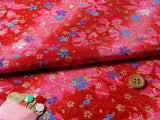Cherry Blossoms on Golden Stream on Red (Length) 1=0.25yard