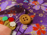 Cherry Blossoms on Golden Stream on Purple (Length) 1=0.25yard