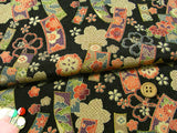 Floral Tanzaku Paper Strips - Black (Length) 1=0.25yard