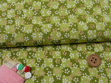 Tiny Blossoms on Traditional Square Pattern - Yellow-Green (Length) 1=0.25yard