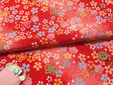 Cherry Blossoms and Fluffy Butterflies on Red (Length) 1=0.25yard