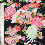 Court Carriage and Fans on Black (Length) 1=0.25yard