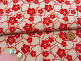 Ume Blossoms & Squares - Red (Length) 1=0.25yard