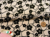 Ume Blossoms & Squares - Black (Length) 1=0.25yard