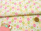 Asanoha-Star Flowers - White/Green/Pink (Length) 1=0.25yard