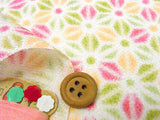 Asanoha-Star Flowers - White/Green/Pink (Length) 1=0.25yard