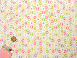 Asanoha-Star Flowers - White/Green/Pink (Length) 1=0.25yard