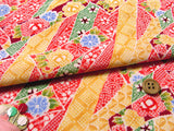 Kanoko Dots Patchworks on Red (Length) 1=0.25yard