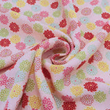 Polyester Chirimen Crepe Small Colorful Mums on Pink (Length) 1=0.25yard