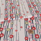 Polyester Chirimen Crepe Small Round Peonies on Ivory (Length) 1=0.25yard