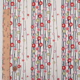 Polyester Chirimen Crepe Small Round Peonies on Ivory (Length) 1=0.25yard