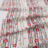 Polyester Chirimen Crepe Small Round Peonies on Ivory (Length) 1=0.25yard