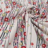 Polyester Chirimen Crepe Small Round Peonies on Ivory (Length) 1=0.25yard